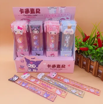 15 см Креативная мультяшная прозрачная линейка Sanrio Cute Hello Kitty Силиконовая линейка Для обучения студентов Канцелярские принадлежности Школьные принадлежности Подарки