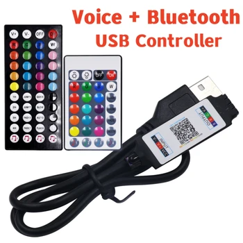DC 5V USB LED RGB Контроллер 28Key 44Key Voice Bluetooth Беспроводной Диммер ИК Пульт Дистанционного Управления Для 5050 2835 4Pin Световых Полосок Лампы