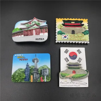 Южная Корея, Всемирный туристический сувенир, Магнит на холодильник из смолы, Креативные Магнитные наклейки, Архитектурный рельеф Сеула, Украшение дома