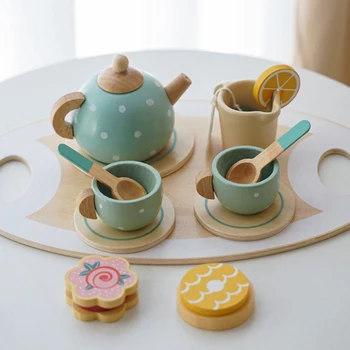 Моделирование раннего образования Детский игровой домик Послеобеденный чай Чашка для десертного торта Чайный набор детские деревянные игрушки для ролевых игр