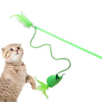 Игрушка-дразнилка для кошек, плюшевая интерактивная игрушка в форме мыши с пером из кошачьей мяты, забавная игрушка для домашних животных, мягкая для жилых комнат, домашней ветеринарии.