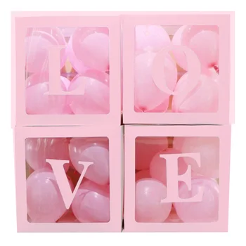 Прозрачная Коробка для воздушных шаров с буквами, Детский Душ, День рождения, Свадебные Украшения, Принадлежности для вечеринки по случаю 1-го Дня рождения, Коробка для воздушных шаров