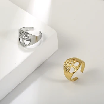 Dreamtimes Кольцо с Древом Жизни, Амулет Викинга из нержавеющей стали, Открытое кольцо для пары, Винтажные украшения, Свадебный подарок
