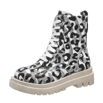 Новые леопардовые ботинки 2023 года, женские ботильоны на высоком каблуке, обувь на платформе, Socofy Chaussures Femmes Goth