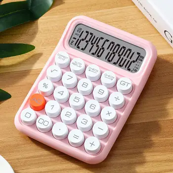 Настольный ручной калькулятор, калькулятор с Абс-пластиком, ретро Круглый калькулятор с механическим переключателем, легкий для офиса