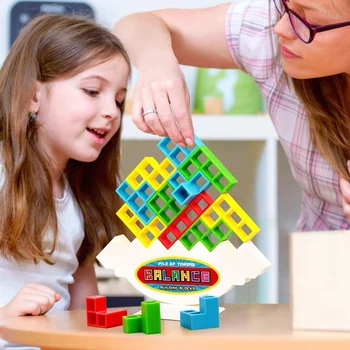 Игра Tetra Tower Stacking Blocks Stack Building Blocks Balance Puzzle Board Assembly Bricks, Развивающие игрушки для детей и взрослых