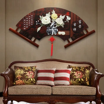 Декоративная роспись фоновая фреска Китайская спальня столовая резьба по нефриту из массива дерева подвесная нефритовая роспись