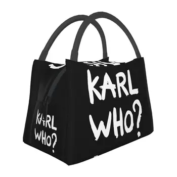 Изготовленные на заказ сумки для ланча с лозунгом Karl Who для мужчин и женщин, Термоохладитель, изолированный ланч-бокс для офисных поездок