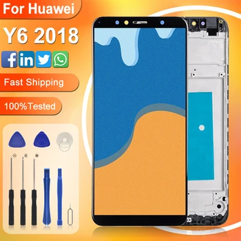 Оптовая Продажа ЖК-дисплей Y6 Prime 2018 для Huawei Y6 2018 с сенсорной панелью и цифровым преобразователем в сборе Бесплатная доставка
