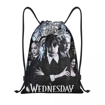 Рюкзак Wednesday Addams на шнурке, спортивная спортивная сумка для женщин, мужской тренировочный рюкзак для сверхъестественной комедии