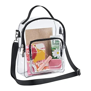 Женские прозрачные сумки через плечо, простые модные прозрачные сумки на молнии, женская сумочка из ПВХ для аэропорта или стадиона