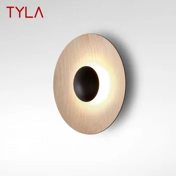 Настенный светильник TYLA Round Nordic в скандинавском стиле, алюминиевый бра под дерево, новый дизайн для креативной спальни