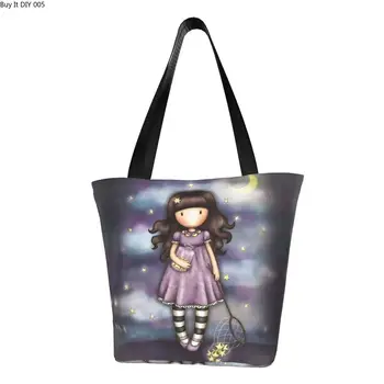Звездная ночь Санторо Горджусс Продуктовые сумки для покупок Холщовая сумка-тоут для покупателей, большая вместительная портативная сумка для аниме-девушки