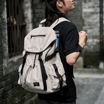 Рюкзак мужской многофункциональный студенческий рюкзак на шнурке, рюкзак с откидной пряжкой, модная водонепроницаемая сумка для компьютера