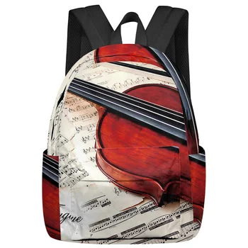 Скрипка на нотах, женские мужские рюкзаки, Водонепроницаемый школьный рюкзак для студентов, мальчиков и девочек, Ноутбук, книжный набор, сумки