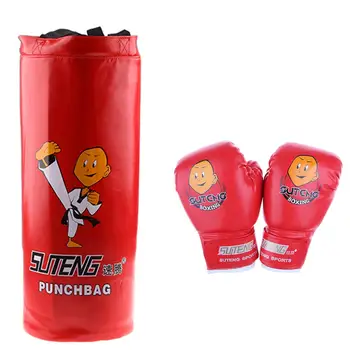 Для детей, мальчиков и девочек, Тяжелый боксерский боксерский мешок, незаполненные Перчатки для тренировок по ММА, кикбоксингу с сетчатым рюкзаком и