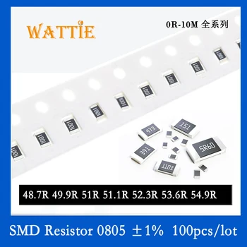 SMD резистор 0805 1% 48.7R 49.9R 51R 51.1R 52.3R 53.6R 54.9R 100 шт./лот микросхемные резисторы 1/8 Вт 2.0 мм * 1.2 мм