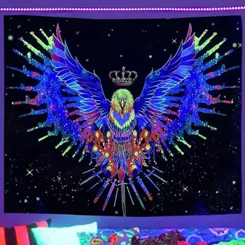 Гобелен Eagle с УФ-реакцией Blacklight, Гобелен, Висящий на стене, Психоделический Орел, Флуоресцирующий Гобелен, Креативный Подарок Home Art UV