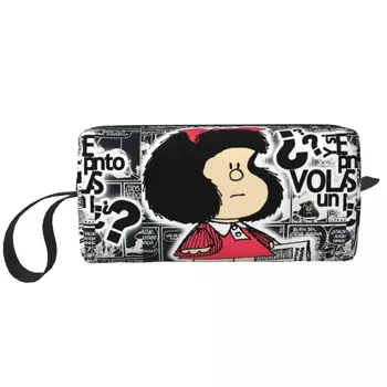 Винтажный Quino Comic Mafalda Косметичка Для Макияжа Дорожный Косметический Органайзер Kawaii Мультфильм Mang Сумки Для Хранения Туалетных Принадлежностей Dopp Kit Box Case