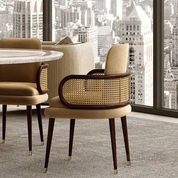 Дизайнерские стулья для гостиной из массива дерева Мебель для гостиной в скандинавском стиле Обеденный стул из ротанга для гостиниц Кресло для переговоров в модельном зале