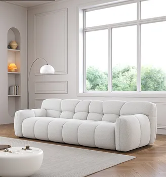 Кремовый диван candy из ягненка, бархат, современный минималистичный диван из легкой французской белой ткани