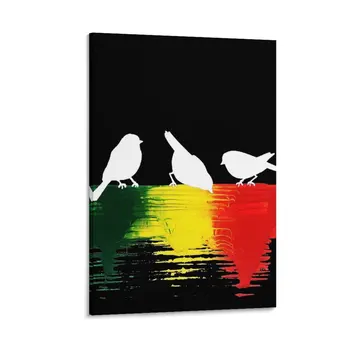 Три птички с цветами Раста Картина на холсте Украшение стены плакат декор