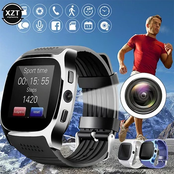 Bluetooth-совместимые смарт-часы T8 с поддержкой камеры, SIM-карта TF, шагомер, женские, мужские Спортивные умные часы для звонков на телефон Android