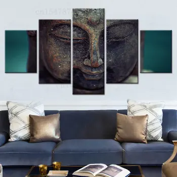 5-Панельная живопись, Современный Большой Холст с изображением Будды, Настенный принт на холсте, украшение для дома, гостиной, художественные работы HD для печати Фотографий