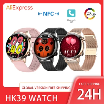 2023 Смарт-часы HK39 Amoled для женщин и девочек NFC Частота сердечных сокращений кровяное давление Кислород Вызов Bluetooth Водонепроницаемый Мониторинг здоровья