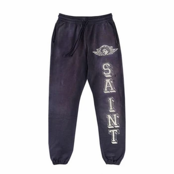 Выстиранные фиолетовые спортивные штаны Saint Michael ANGEL большого размера для мужчин и женщин, высококачественные брюки для бега трусцой Destroy Jogger