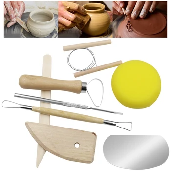 Набор многофункциональных инструментов для глины и резьбы по глине из 8 предметов, набор деревянных керамических ребристых игл, керамические инструменты для начинающих Diy