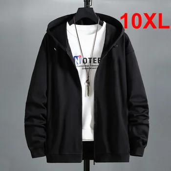 9XL10XL Плюс Размер Черная куртка с капюшоном Мужская осенняя толстовка Модные однотонные мешковатые толстовки Мужские Топы большого размера Высокого качества