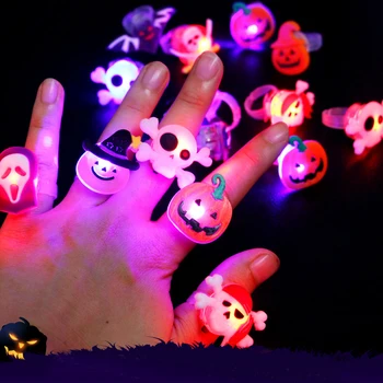 10шт Колец на Хэллоуин, Светящаяся брошь-кольцо, тыква, Призрачный череп, кольца для детей, подарки, украшение для вечеринки на Хэллоуин, принадлежности для дома