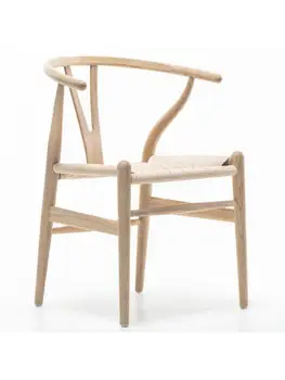 Классический дизайн из ясеня, простой повседневный обеденный стул в скандинавском стиле из чистого массива дерева для кафе с Y-образным подлокотником