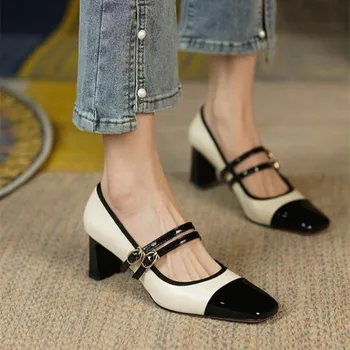 женская обувь на каблуке 3 см, весенние туфли-лодочки 2023 года, новейшие баскетбольные босоножки Mary Jane с квадратным носком на платформе, женские повседневные босоножки 5 см в стиле ретро, Новинка Loli