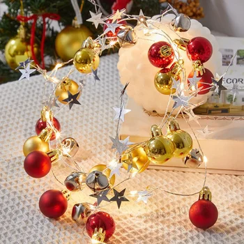 13 Футов 40 светодиодных Рождественских декоративных проволочных светильников в форме шара, светодиодные гирлянды со звездой и колокольчиком, проволочный светильник на батарейках, орнамент