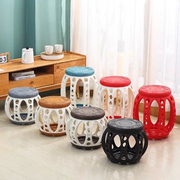 Простой пластиковый круглый табурет в китайском стиле Wisp, бытовые стулья для гостиной, многофункциональные табуреты для комнат