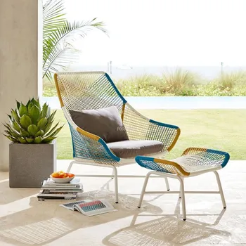 Пляжный стул из скандинавского ротанга, уличные стулья на балконе, во дворе, простая уличная мебель для домашнего отдыха, легкий роскошный походный стул