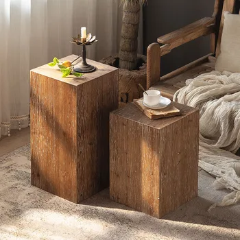 Современная прикроватная тумбочка Винтажный массив дерева Уникальный дизайнерский промышленный ночной столик в минималистском стиле Stolik Nocny Furniture Unique