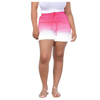 Короткие женские брюки Элегантные клубы Градиентный цветной шнурок Женская одежда Бесплатная Доставка Праздничные брюки 2023 Pantalones Cortos