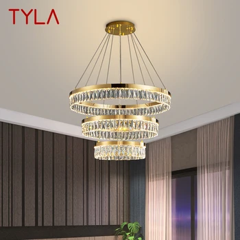 Современный хрустальный подвесной светильник TYLA, креативная роскошная люстра с круглыми кольцами, Домашний декор для гостиной, столовой