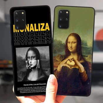 Черный Чехол с Принтом Fuuny Mona Lisa Для Samsung Galaxy S22 S21 S20 FE S23 Plus NOTE 20 Ultra S23Ultra S22Ultra Силиконовый Чехол