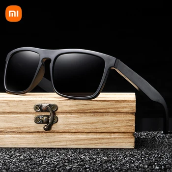Xiaomi Поляризованные солнцезащитные очки в оправе из 100% натурального дерева, бамбуковые черные солнцезащитные очки, мужские солнцезащитные очки с защитой от ультрафиолета, роскошные винтажные солнцезащитные очки