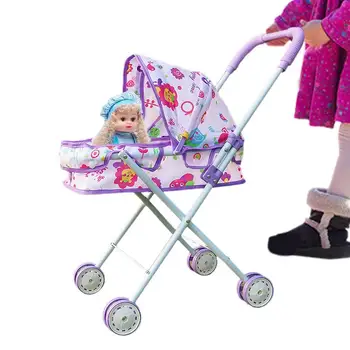 Игровая коляска с выдвижным навесом и зонтиком, коляска для детей, платье, зонт для девочек, коляска для детей в возрасте от 3 лет, подарочная игрушка для девочек, кукла