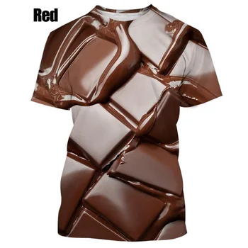 2023 Новая летняя модная женская / мужская футболка с 3D-печатью, пародирующая забавную реалистичную еду с шоколадным соусом, футболка Harajuku Food