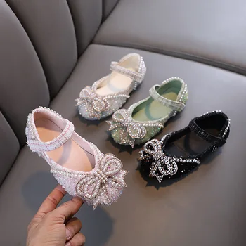 Весенне-осенняя обувь для девочек, Блестящие кожаные туфли принцессы Мэри Джейнс, Новые универсальные свадебные черные детские туфли на плоской подошве