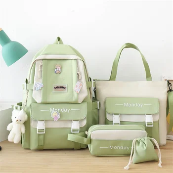 Рюкзак ярких цветов, школьная сумка из четырех предметов, трендовый цветной рюкзак с выпуклостями, сумки для женщин, школьный рюкзак, рюкзак Kawaii