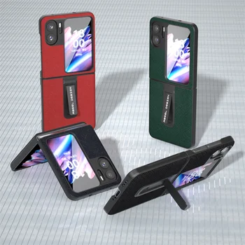 Оригинальный чехол для телефона OPPO Find N2 Flip Case с перекрестным рисунком, кожная задняя крышка корпуса для OPPO Find N2 Flip Case, поддержка ремня безопасности
