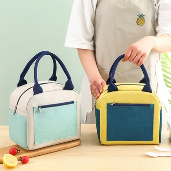 Новая цветная изолирующая сумка для ланча, портативная сумка для ланча из ткани Оксфорд, Утолщенная Алюминиевая фольга, водонепроницаемая коробка для ланча, сумка для ланча