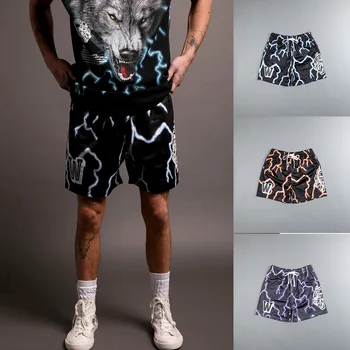 Новые мужские сетчатые спортивные шорты для летнего баскетбола, фитнеса, бега, Дышащие Короткие брюки, свободные мужские шорты-бермуды для тренировки мышц